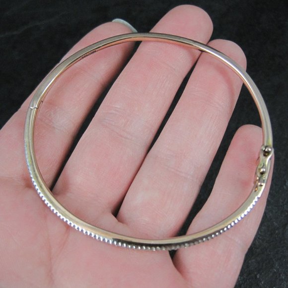14K ROSE Gold Vermeil Sterling Diamond Bangle Bracelet 7 Inches Macys - Picture 14 of 16